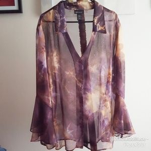 LANE BRYANT, BLOUSE, WINE/GRAY,SIZE, 22/24